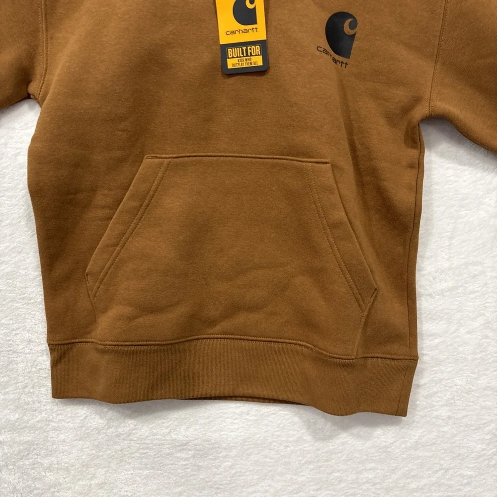 carhartt pullover sweatshirt, Youth Small, Brown With Graphic Logo